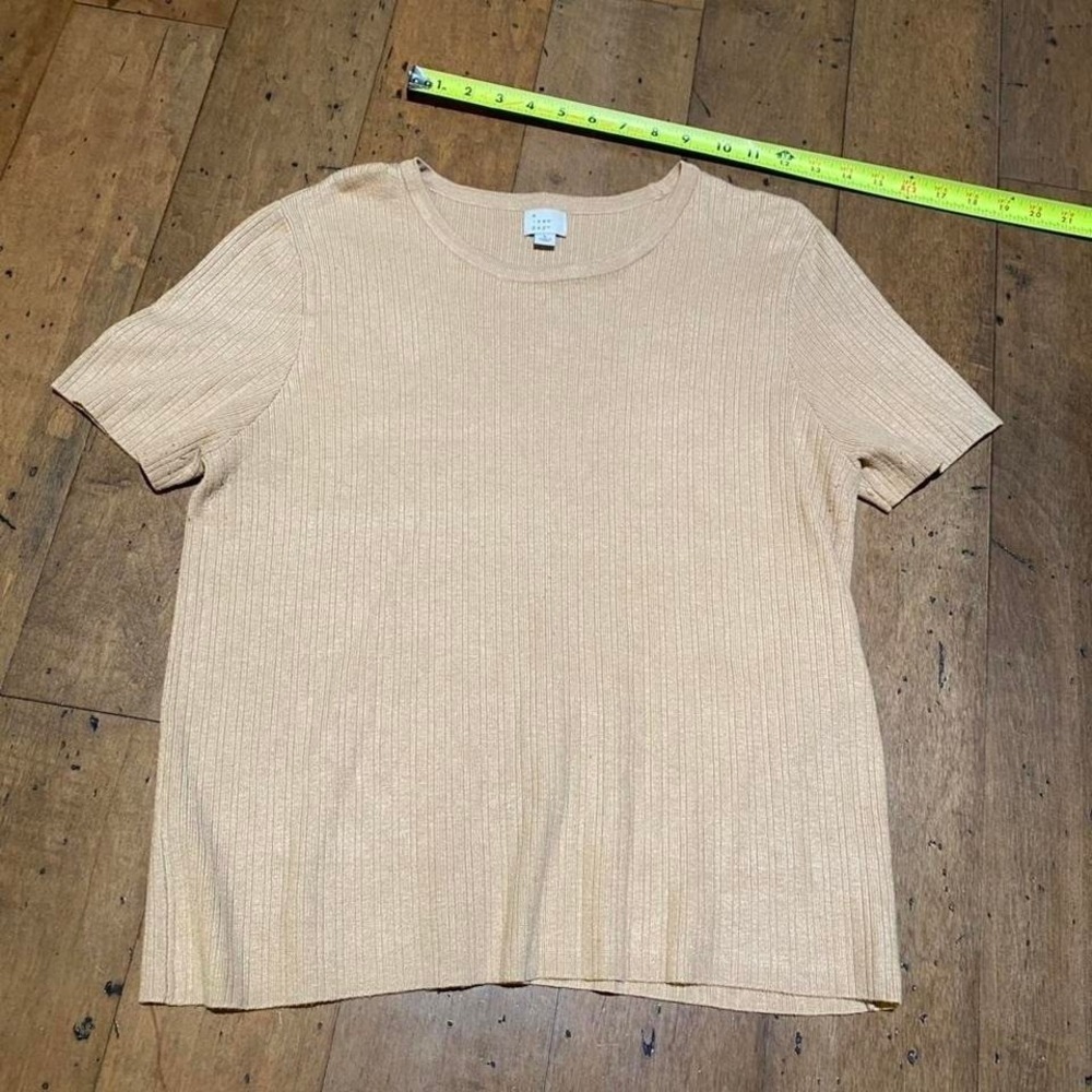 A New Day tan ribbed short sleeve knit top Size L